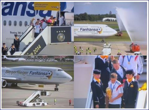 Die Ankunft der Fußball Weltmeister in Berlin Tegel