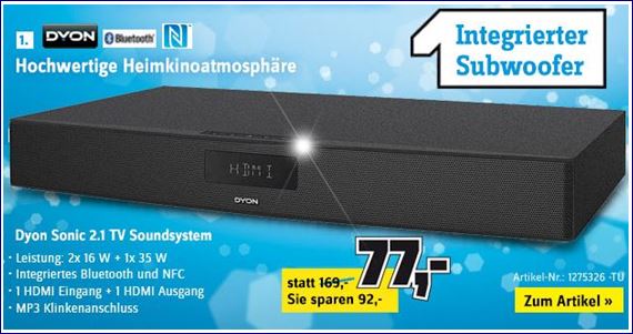 Newsletter Screenshot 2.1 Soundsystem Dyon mit Preisangabe