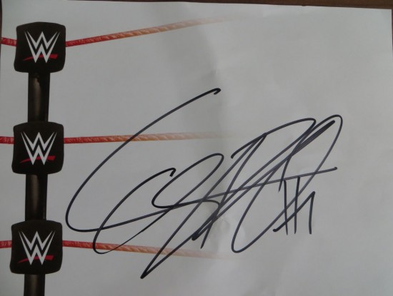 Cesaro Autogramm auf WWE Zettel