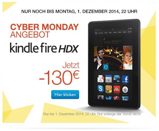 Kindle Fire HDX - Newsletter zur Cyber Woche bei Amazon