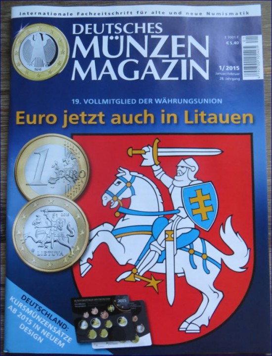 Das Cover der Zeitschrift "Deutsches Münzenmagazin" Ausgabe 1 / 2015