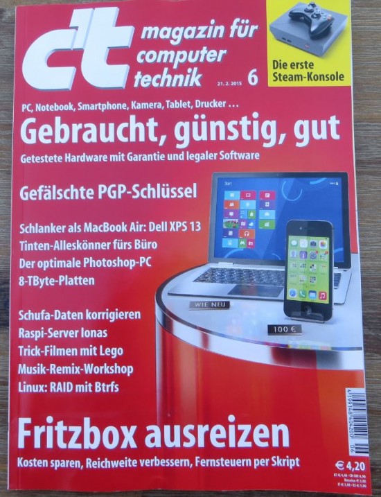 Cover des aktuellen c´t Magazin 6/2015 mit Inhaltsübersicht