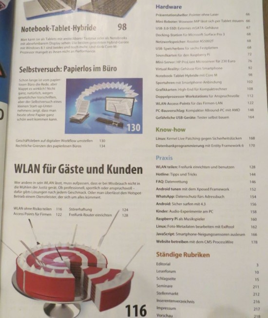 Inhaltsverzeihnis CT Magazin 7/2015 Seite 2 