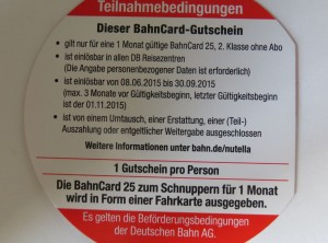 Nutella Bahncard Gutschein -- Bedingungen