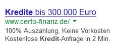 Google Anzeige Certo Finanz