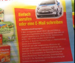 Mit Iglo und Edeka kann man ein Fiat 500 Auto gewinnen